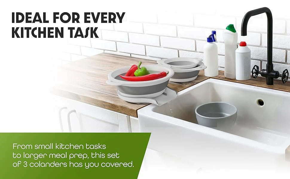Collapsible Self-Draining Colander Set