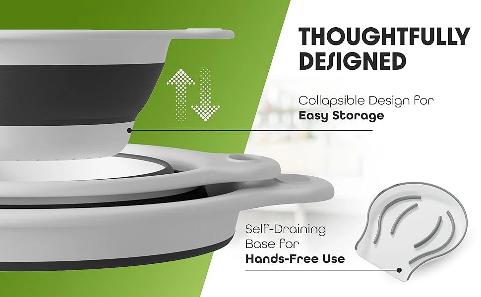 Collapsible Self-Draining Colander Set