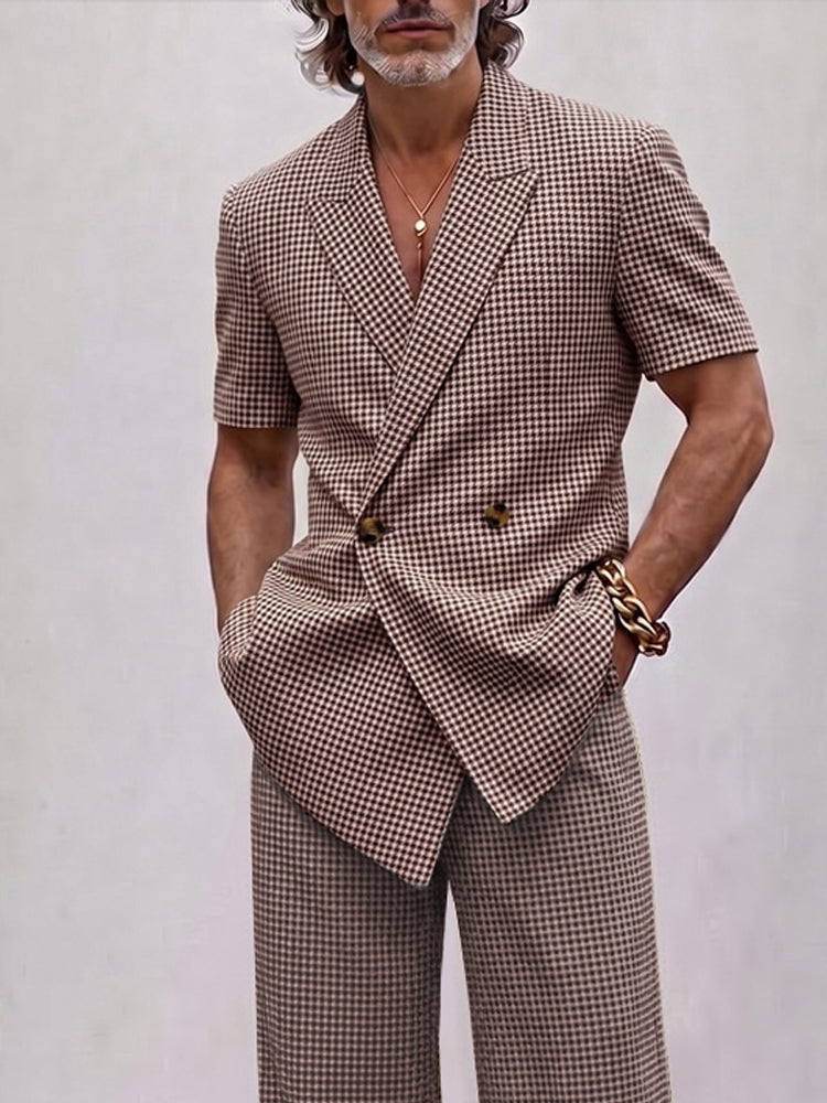 Vintage Smart Casual Plaid Matching Set
