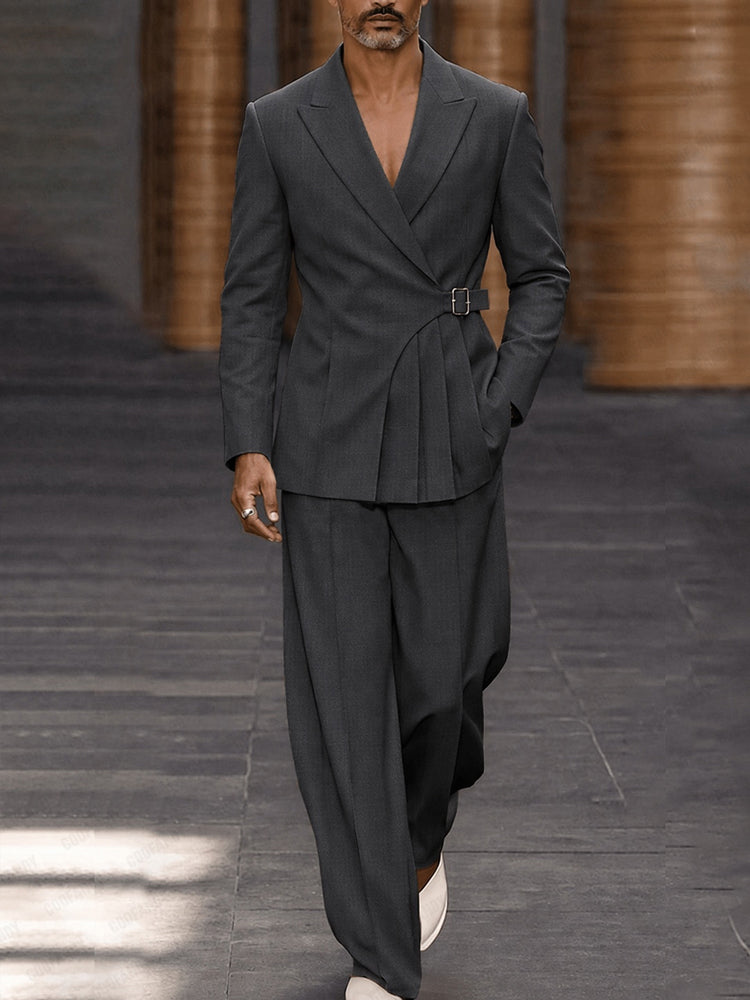 Smart Casual Pleated Design Suit Set