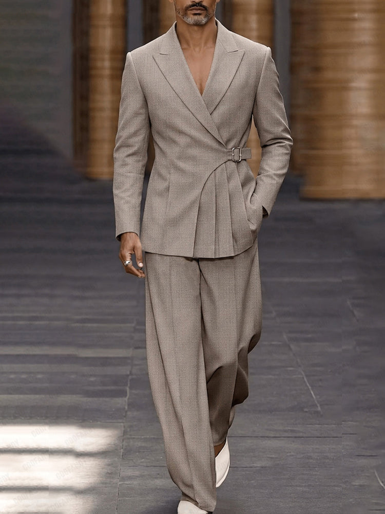 Smart Casual Pleated Design Suit Set